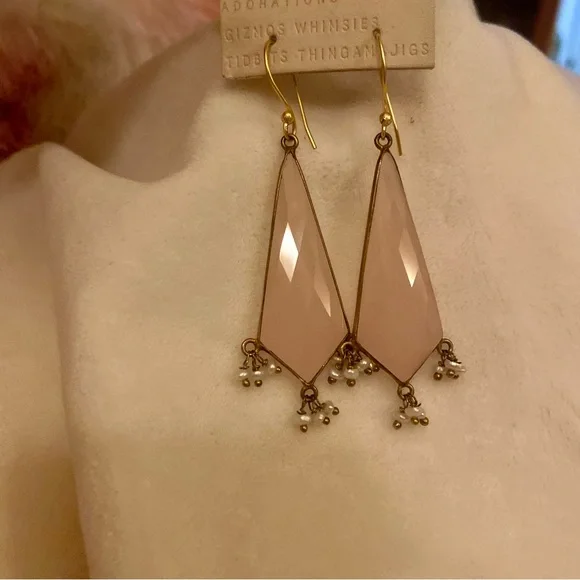 Anthropologie Rose Quartz tEarrings - Picture 3 of 6